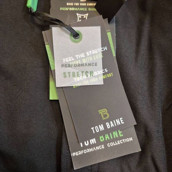 Tom Baine Men's Black Poly/Spandex Slim Fit Performance Stretch Button Down Shir - Picture 16 of 16